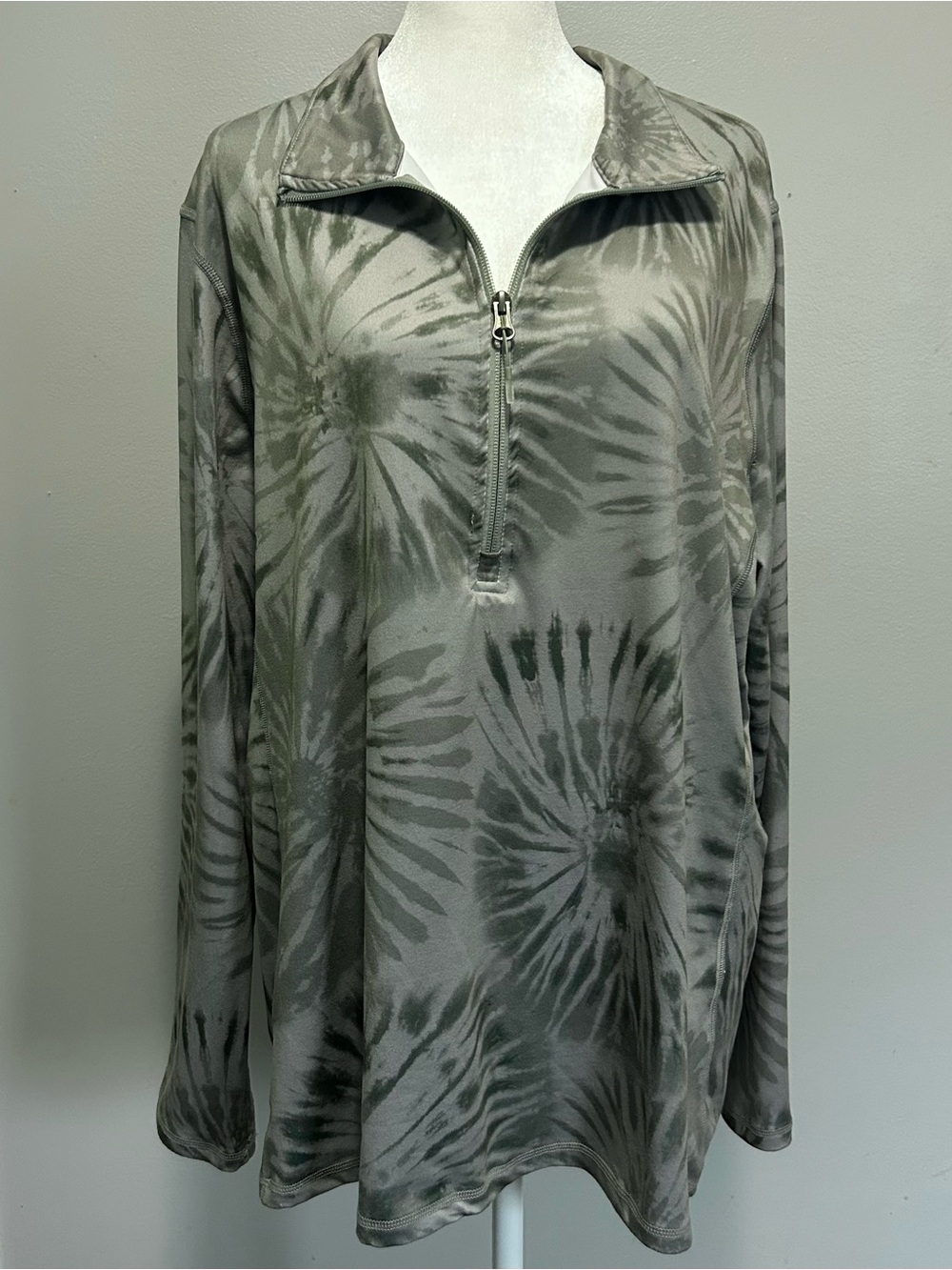 32 Degrees Sage Green Tie-Dye Half Zip Pullover unisex XXL